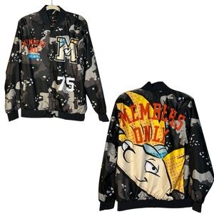 Members Only x Nickelodeon Hey Arnold Jacket Size M Black Camo Print Streetwear